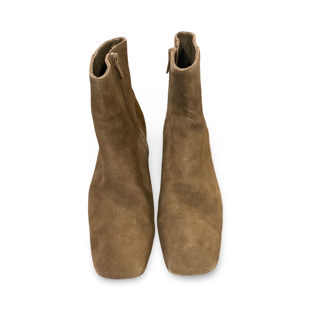 Vince Hilda Brown Suede Ankle Boots Square Toe Block Heel 7.5 - Picture 4 of 6